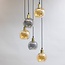 5-light pendant light Lyana with smoked and amber glass