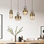 4-light pendant lamp with bronze details and Amber glass - Laure