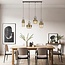 4-light pendant light Laure with bronze details and amber glass