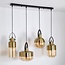 4-light pendant light Laure with bronze details and amber glass