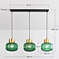 3-light pendant light Inya with green glass - green and gold