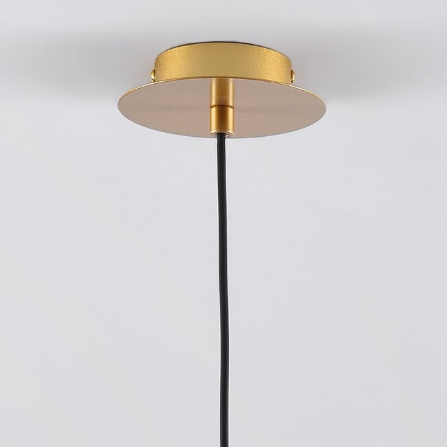 3-light pendant light Nisrin in clear glass - black and gold