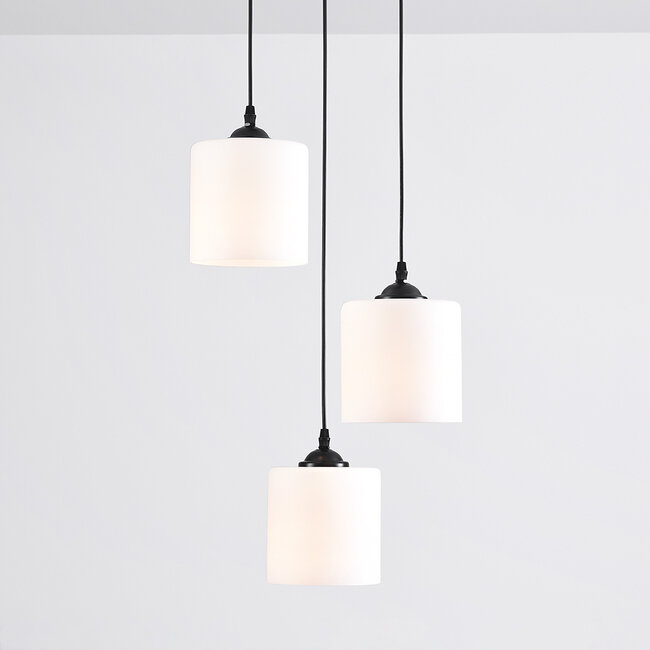 3-light pendant lamp with opal white glass - Kezia