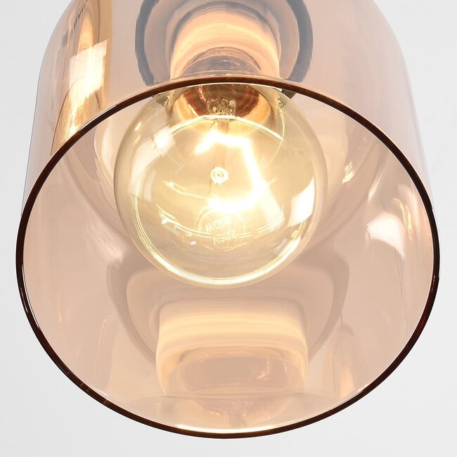 3-light pendant light Kensi with amber glass