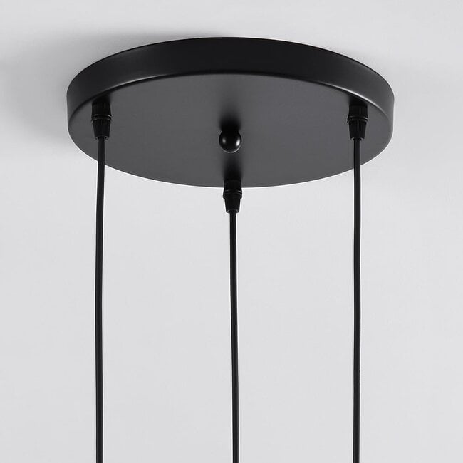 3-light pendant light Kensi with amber glass