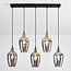5-light pendant light Valerie with smoked glass