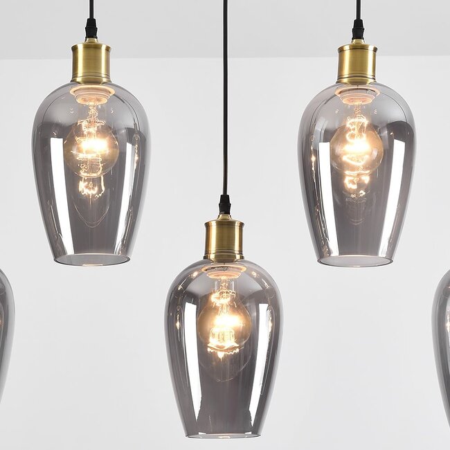 Valerie 5-light pendant lamp with smoked glass