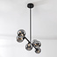 Black designer ceiling lamp with smoked glass, 6-light - Aster
