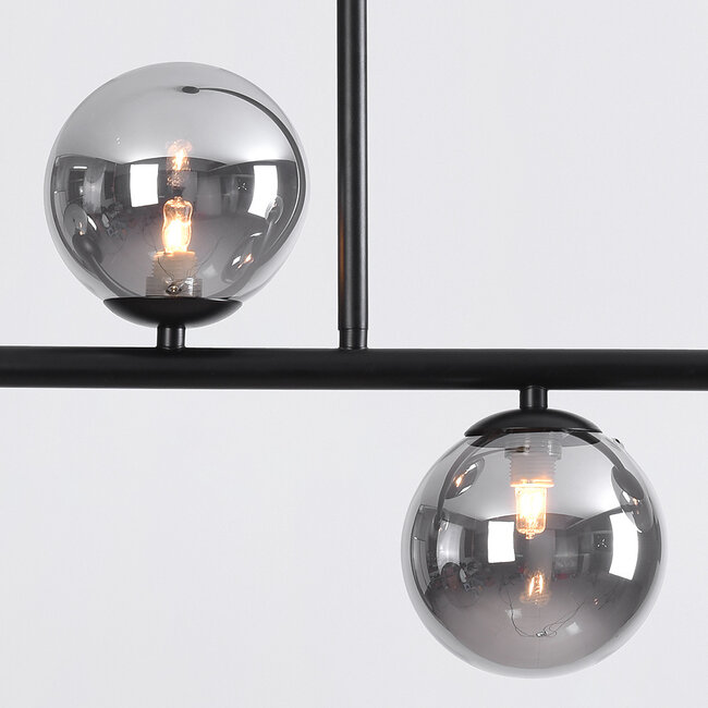 Black Designer lighting ceiling lamp with smoked glass, 4-light - Asun