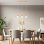 3-light retro pendant light Rosie with wood - white and wood
