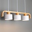 3-light retro pendant light Rosie with wood - white and wood