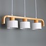 3-light retro pendant light Rosie with wood - white and wood