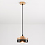 Wooden pendant light Evie with iron rim