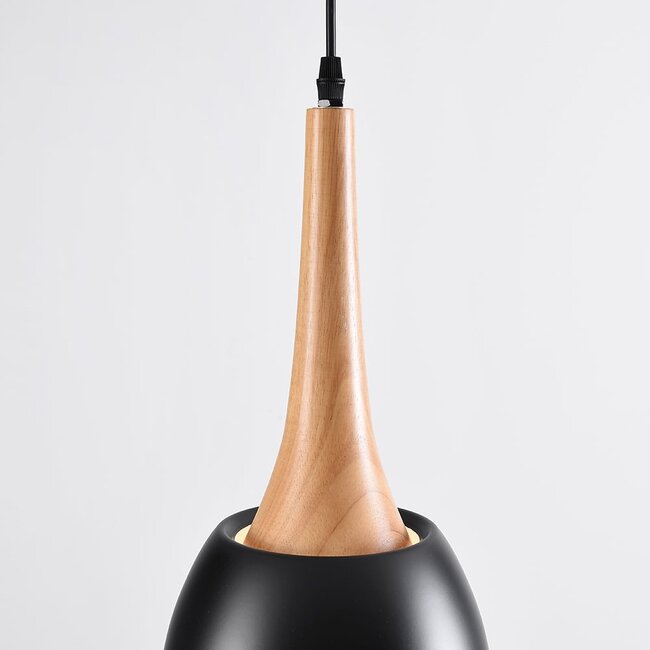 pendant light Holly with wooden detail - white and wood