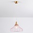Iron pendant light Maya in a cage design - pink and gold