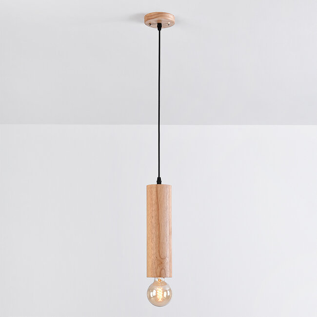 Minimalist pendant light Toby in oak wood