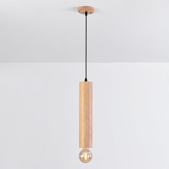 Minimalist pendant light Toby in oak wood