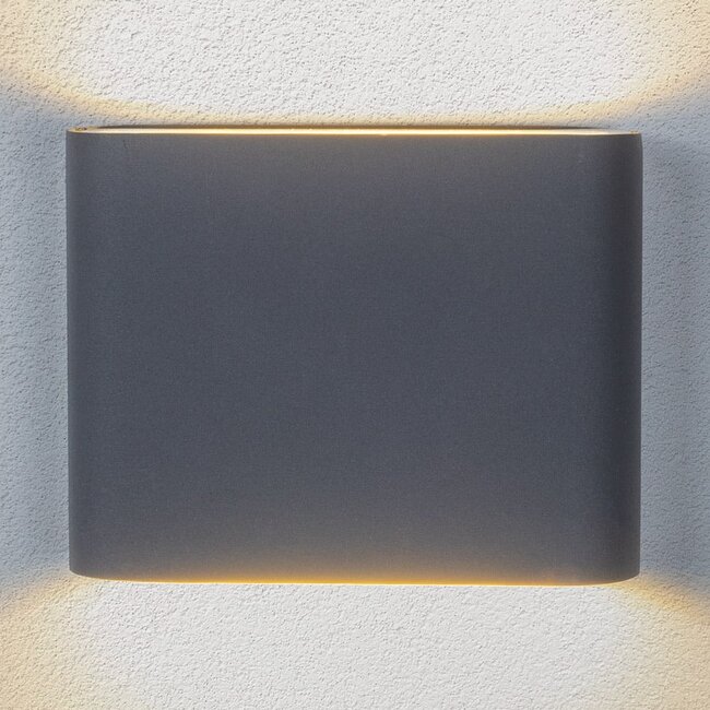 Dark grey flat wall lamp with glass - 6 or 12W