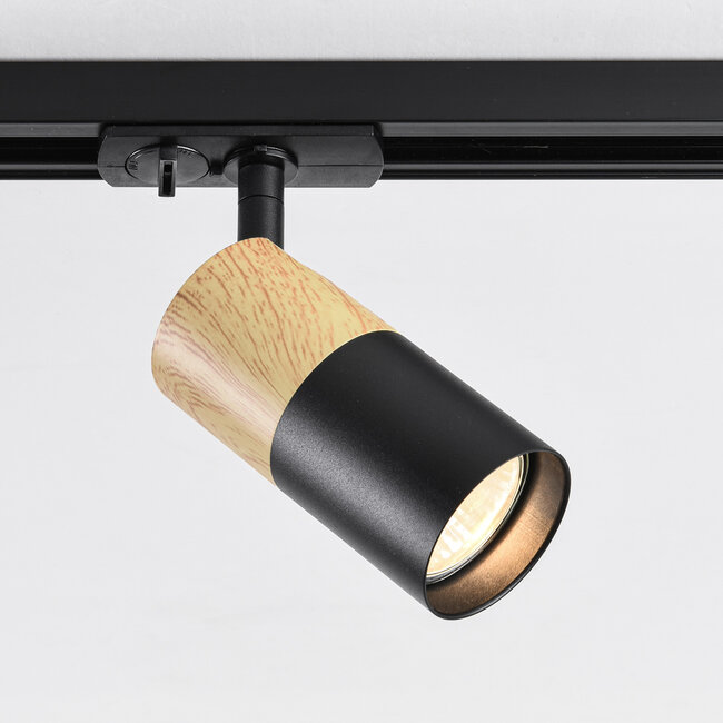 Designer 1-phase Track lighting system 1.5 metres with wood effect - Linn