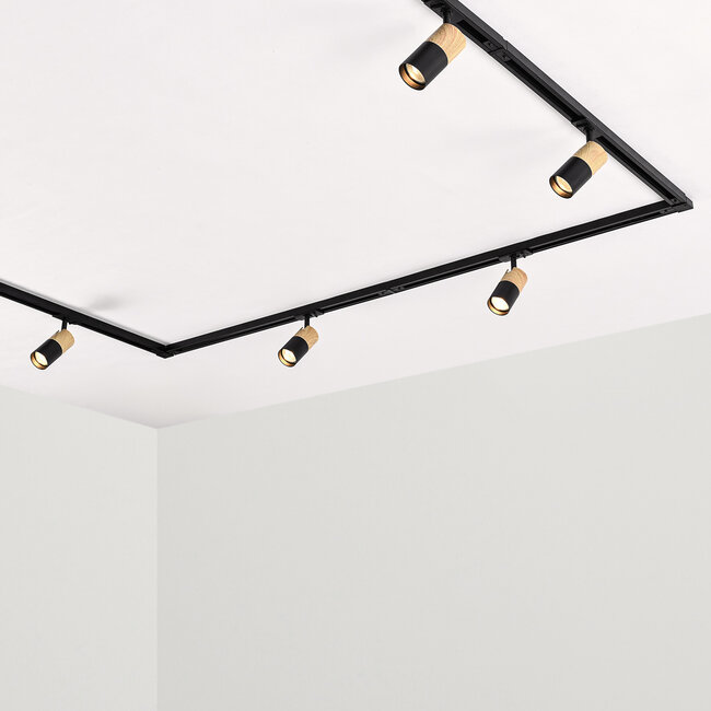 Designer 1-phase Track lighting system 1.5 metres with wood effect - Linn