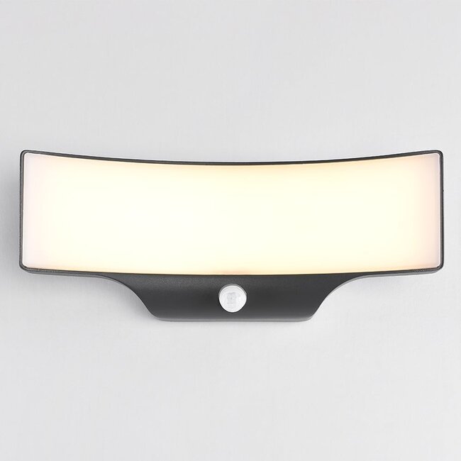Outdoor wall light Graham with sensor - black integrated LED
