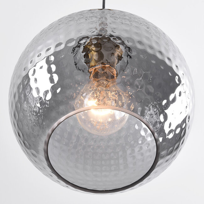 Johnny pendant lamp with ribbed smoked glass