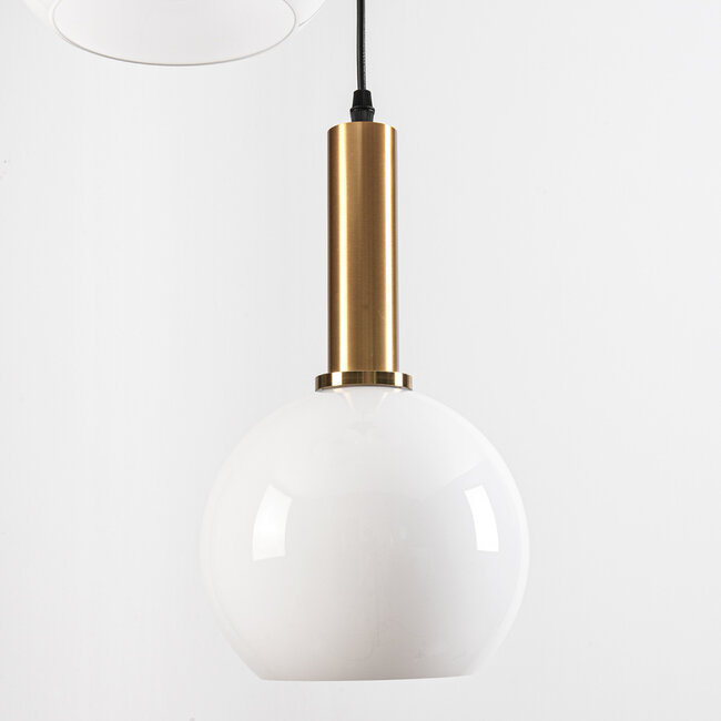 Pendant light Aiden with opal white glass, 3-light