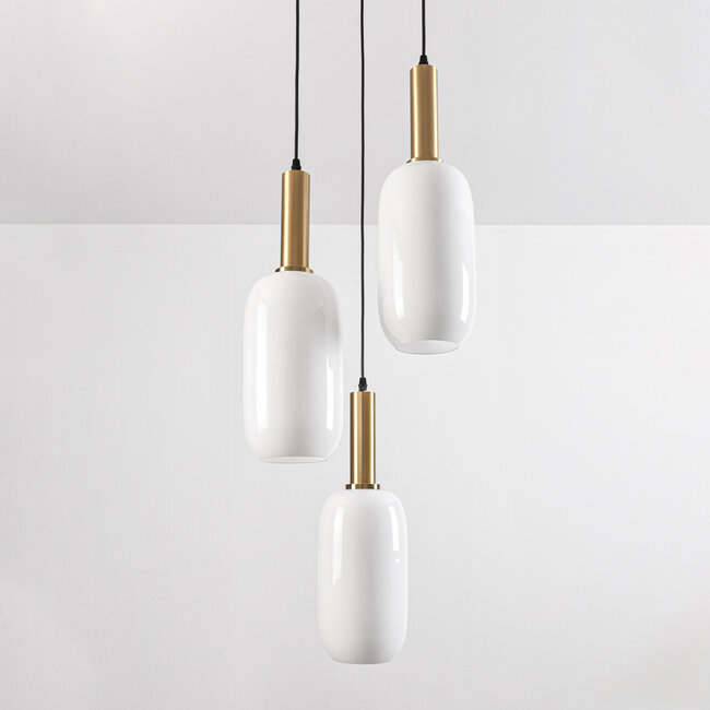 Dayley pendant lamp with opal white glass, 3-light
