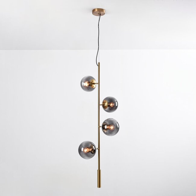 Designer pendant lamp with smoked glass, 4-light - Ferron