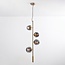 4-light designer pendant light Ferron in smoked glass - smoked and gold