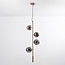 4-light designer pendant light Ferron in smoked glass - smoked and gold