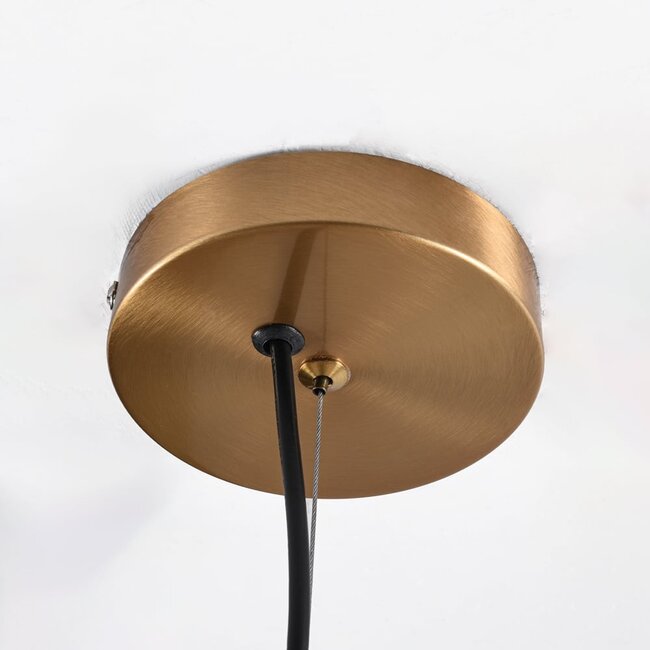 4-light designer pendant light Ferron in smoked glass - smoked and gold