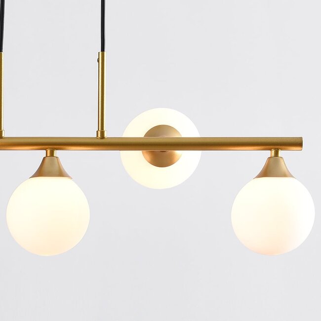 Designer pendant light Donny with opal white glass spheres