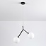 Asymmetric 2-light pendant light Dexter with glass globes