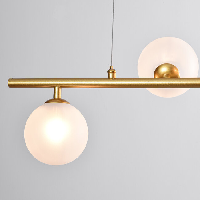 Marcus pendant lamp with opal white glass, 6-light