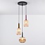 3-light pendant light Amelia with ribbed glass - amber