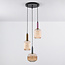 3-light pendant lamp with ribbed glass - Amelia