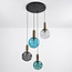 4-light pendant lamp Kevin with wavy glass