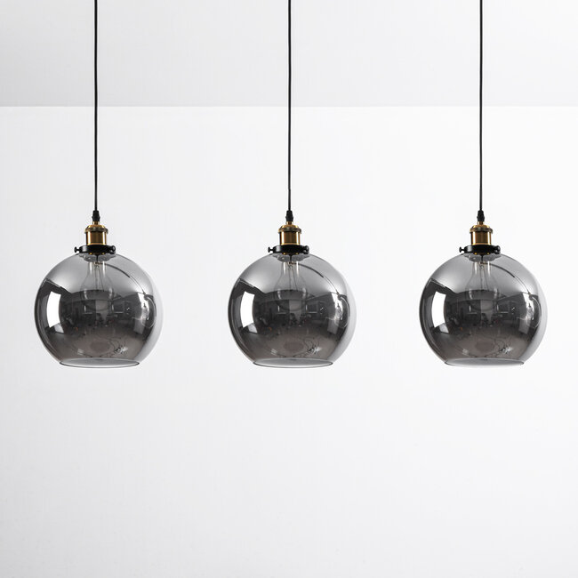 Katie pendant lamp with smoked glass, 3-light
