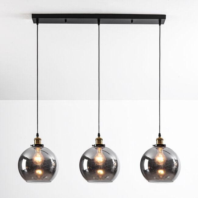 Pendant light Katie with smoked glass, 3-light