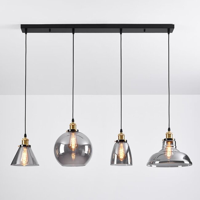 4-light pendant lamp with smoked glass - Kendall