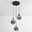 Designer pendant light Frank with smoked glass, 3-light