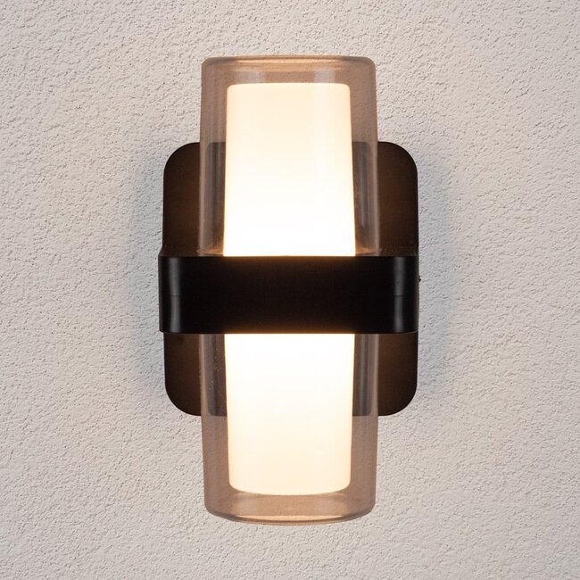 2-light outdoor wall light Diona - black with integrated LED