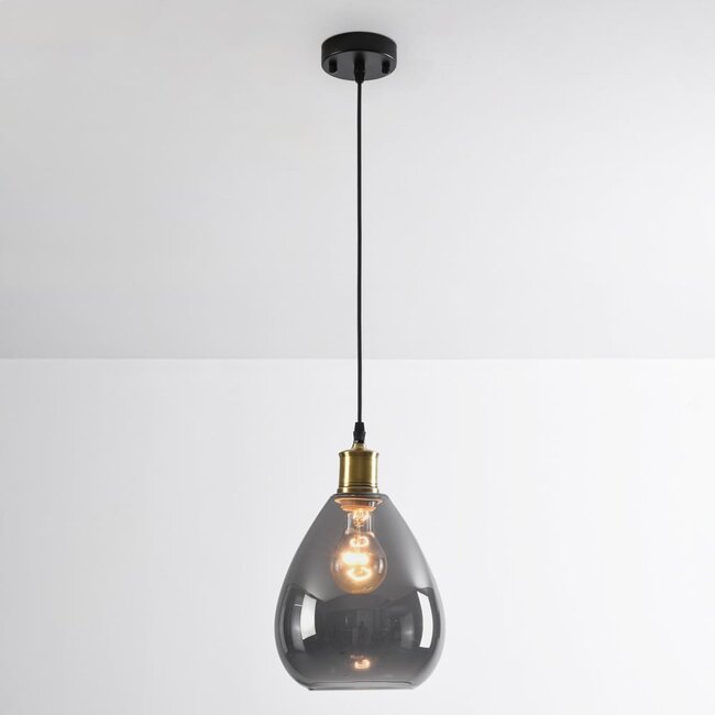 1-light pendant lamp Verona smoked glass - drop smooth glass