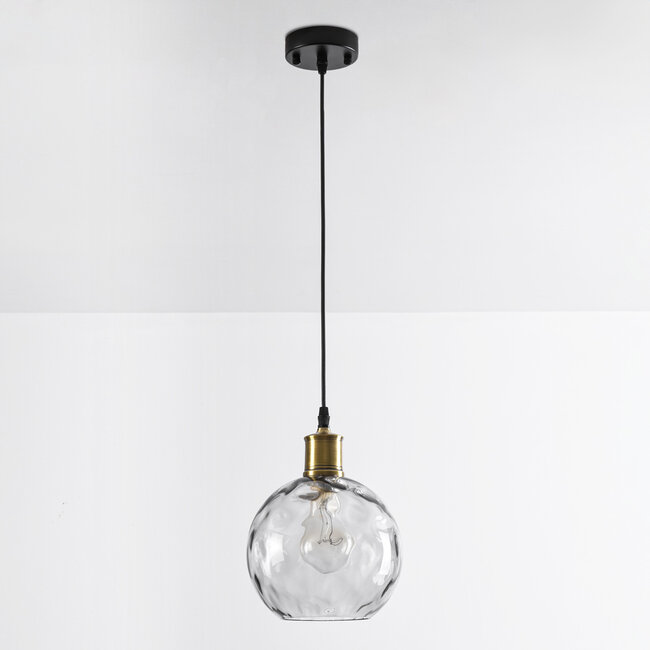 1-light pendant lamp Lotte - smoked glass with bulge