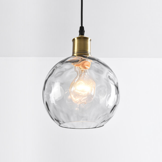 1-light pendant lamp Lotte - smoked glass with bulge