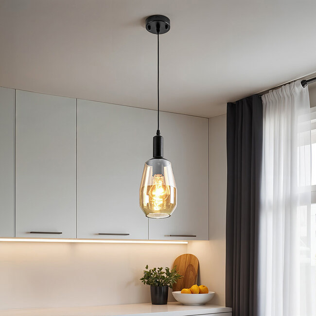 1-light pendant lamp Mala - elongated glass