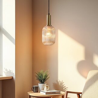 1-light pendant lamp Sita - elongated glass