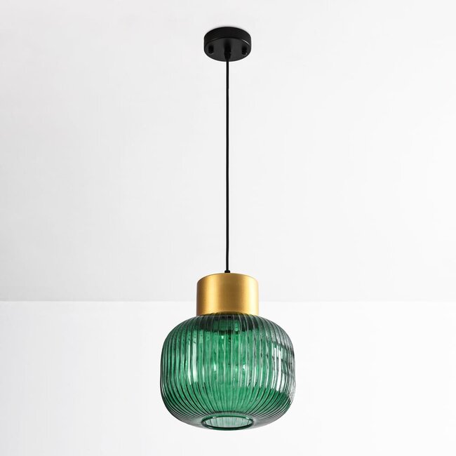 pendant light Inya with green glass