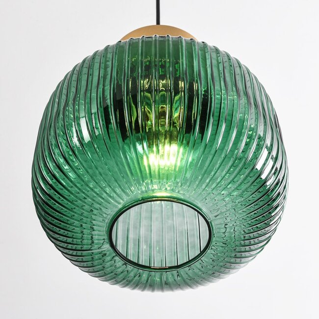 pendant light Inya with green glass